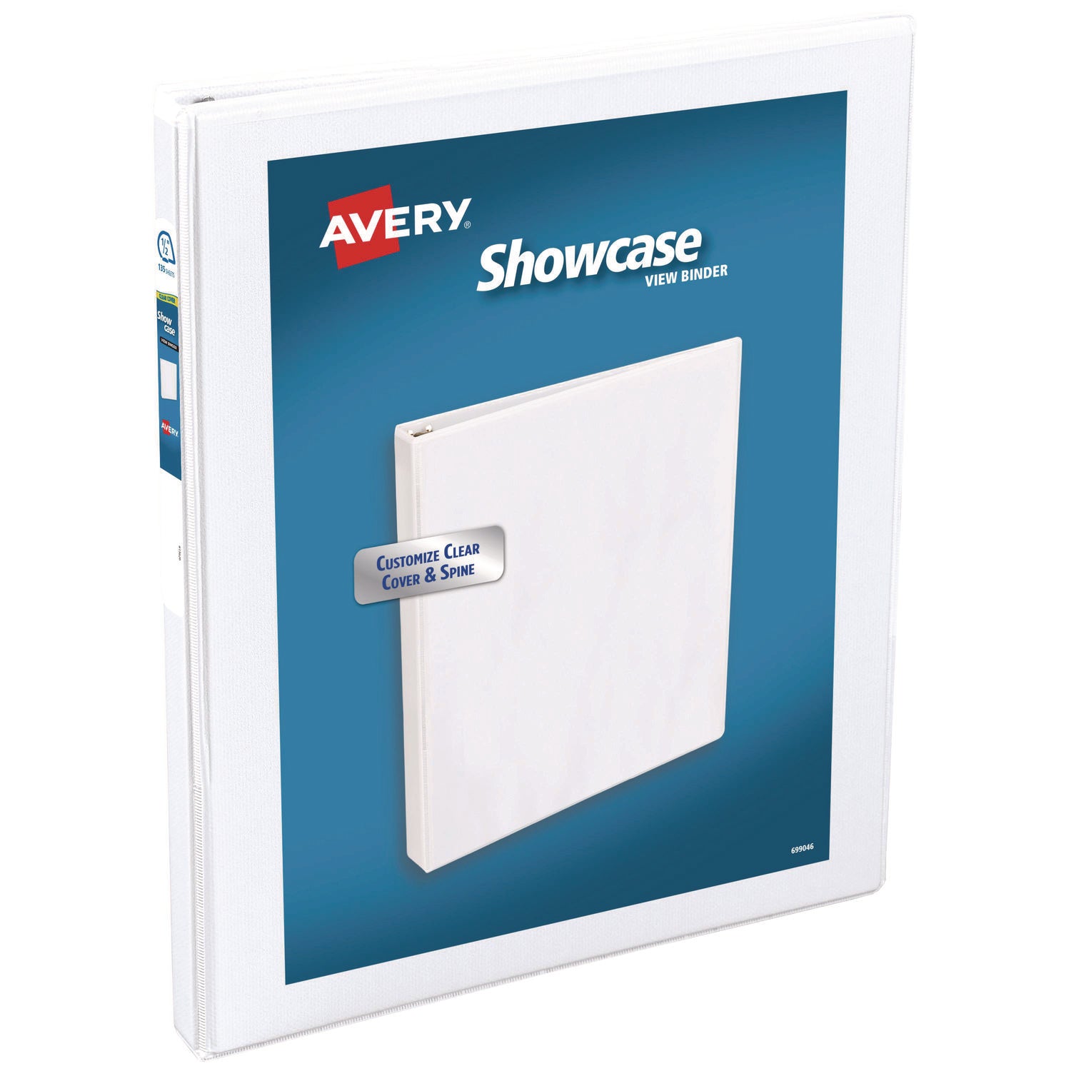 Avery Showcase Economy View Binders with Slant Rings, 3 Rings, 0.5" Capacity, 11 x 8.5, White (19551)