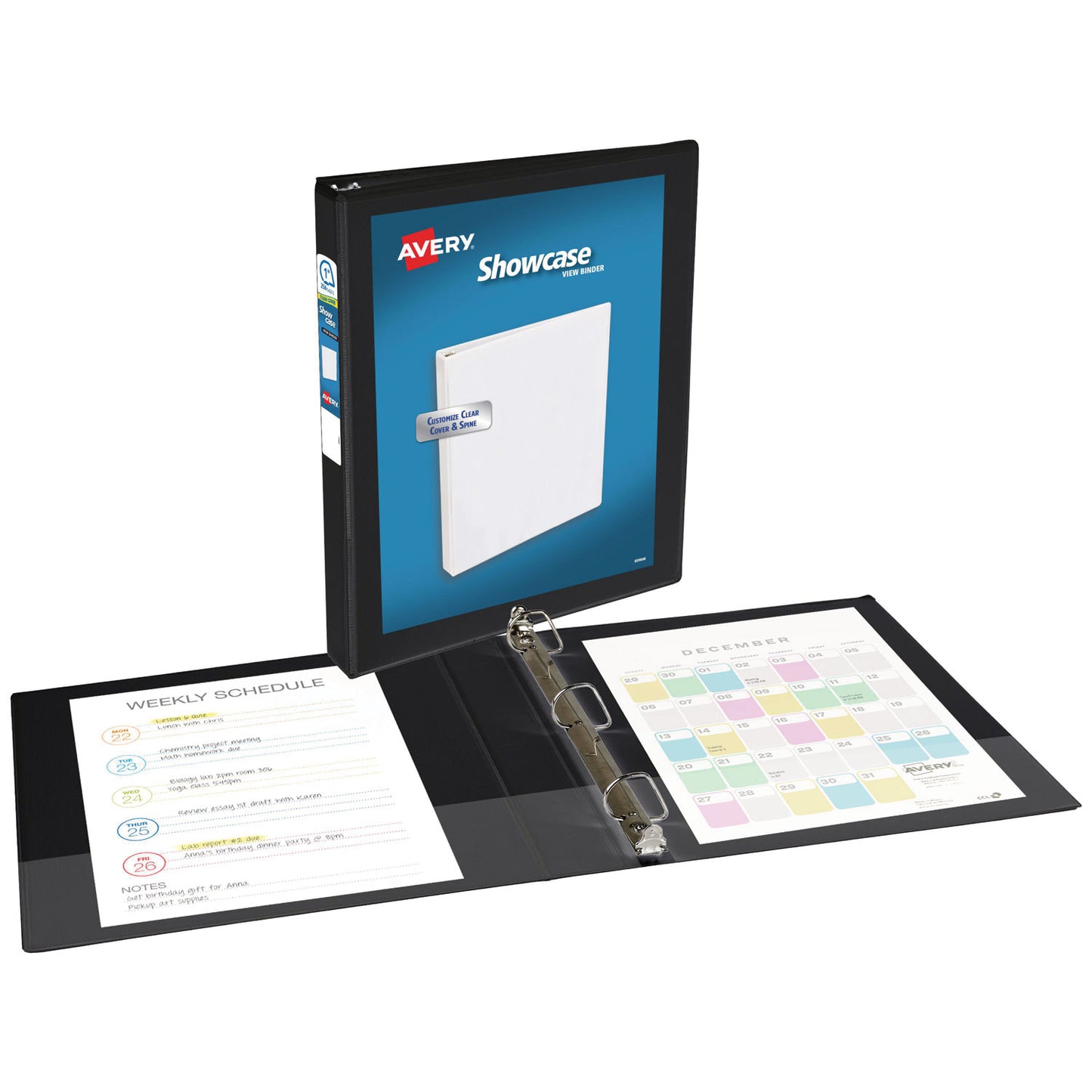 Avery Showcase Economy View Binders with Slant Rings, 3 Rings, 1" Capacity, 11 x 8.5, Black (19600)