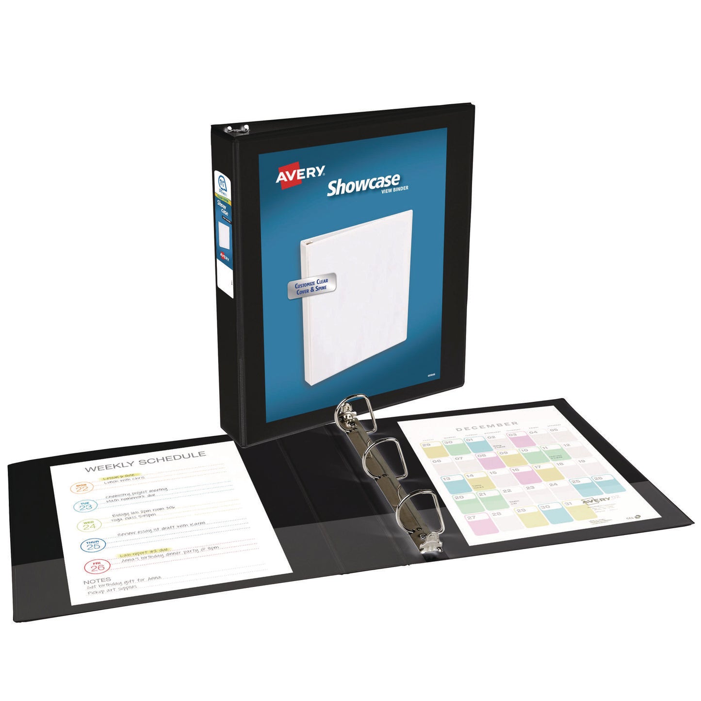 Avery Showcase Economy View Binders with Slant Rings, 3 Rings, 1.5" Capacity, 11 x 8.5, Black (19650)