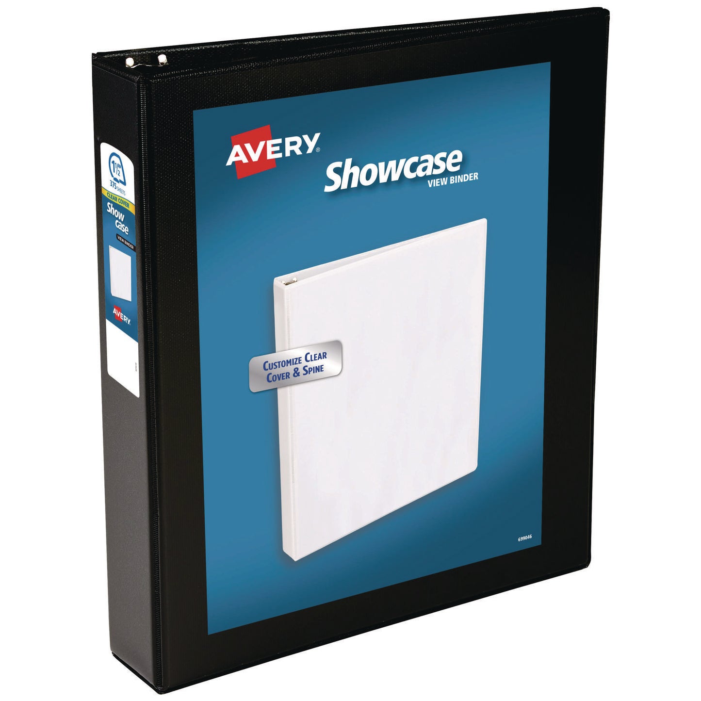 Avery Showcase Economy View Binders with Slant Rings, 3 Rings, 1.5" Capacity, 11 x 8.5, Black (19650)