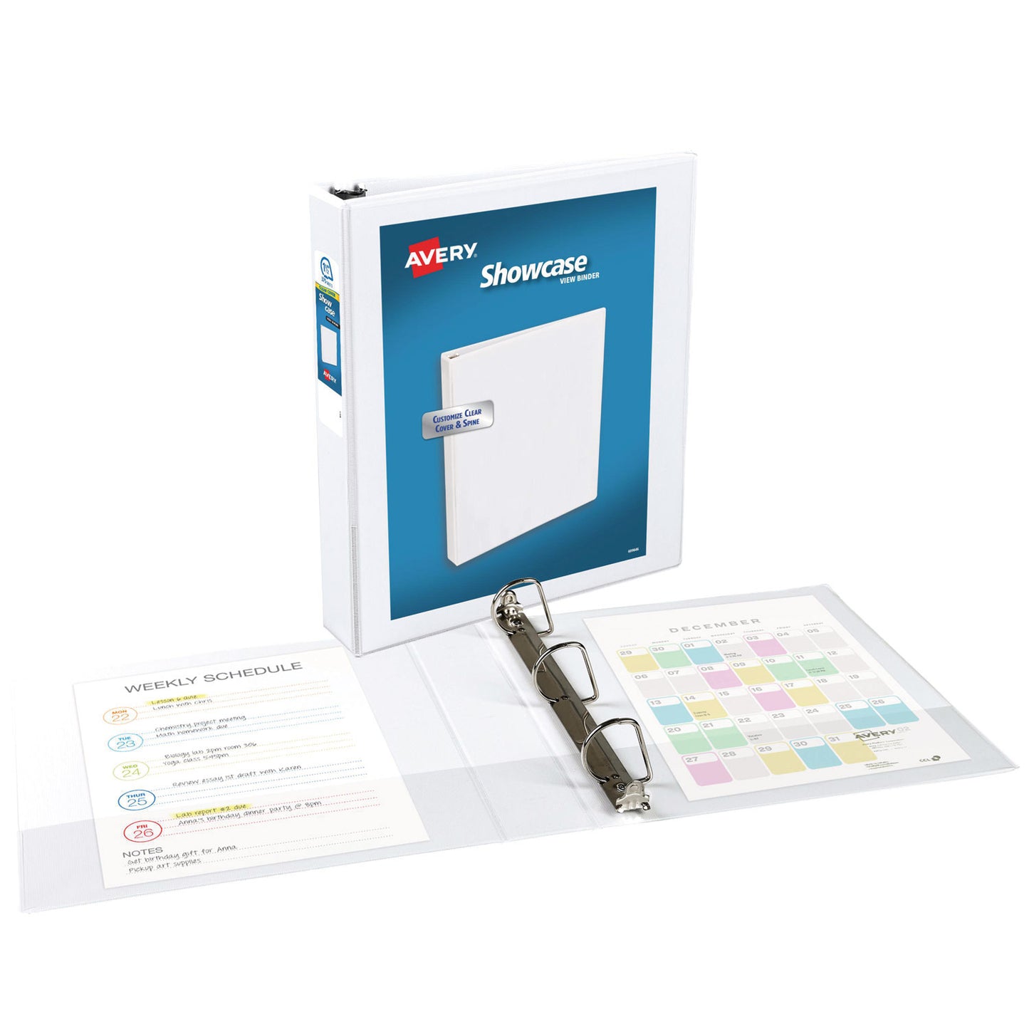 Avery Showcase Economy View Binders with Slant Rings, 3 Rings, 1.5" Capacity, 11 x 8.5, White (19651)