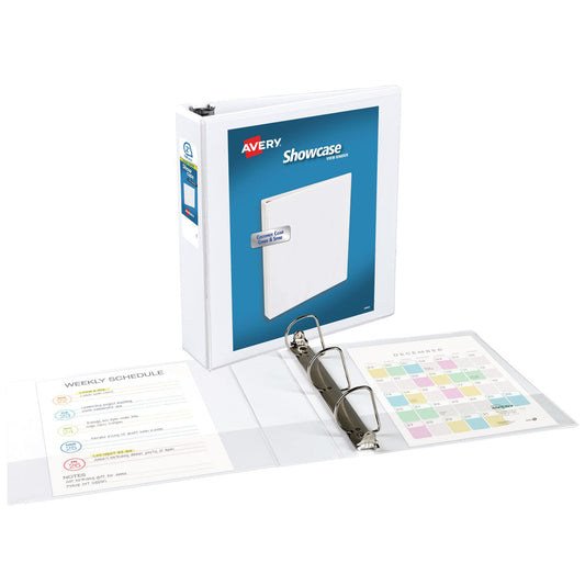 Avery Showcase Economy View Binders with Slant Rings, 3 Rings, 2" Capacity, 11 x 8.5, White (19701)