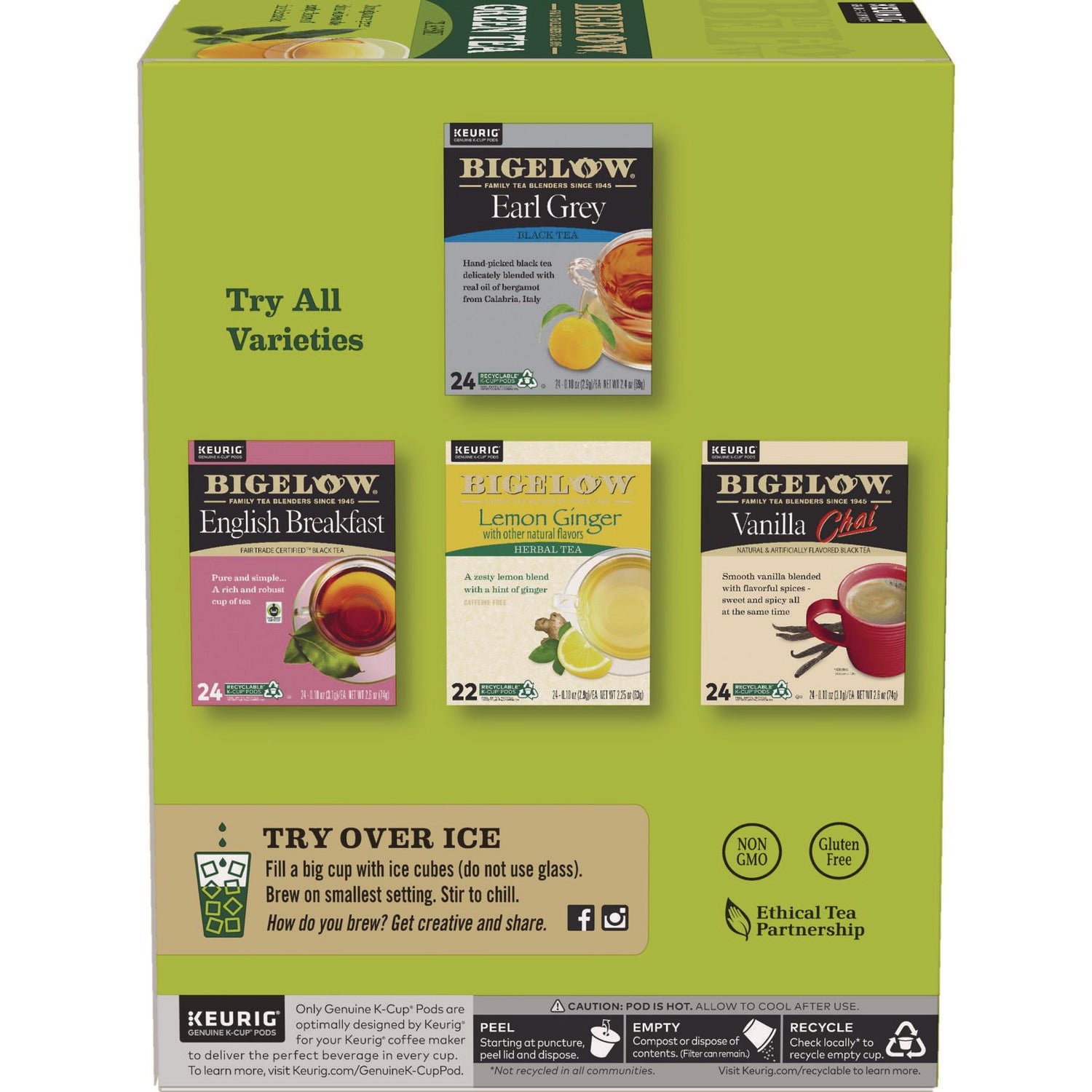 Bigelow Green Tea K-Cup Pack, 24/Box, 4 Box/Carton (6085CT)