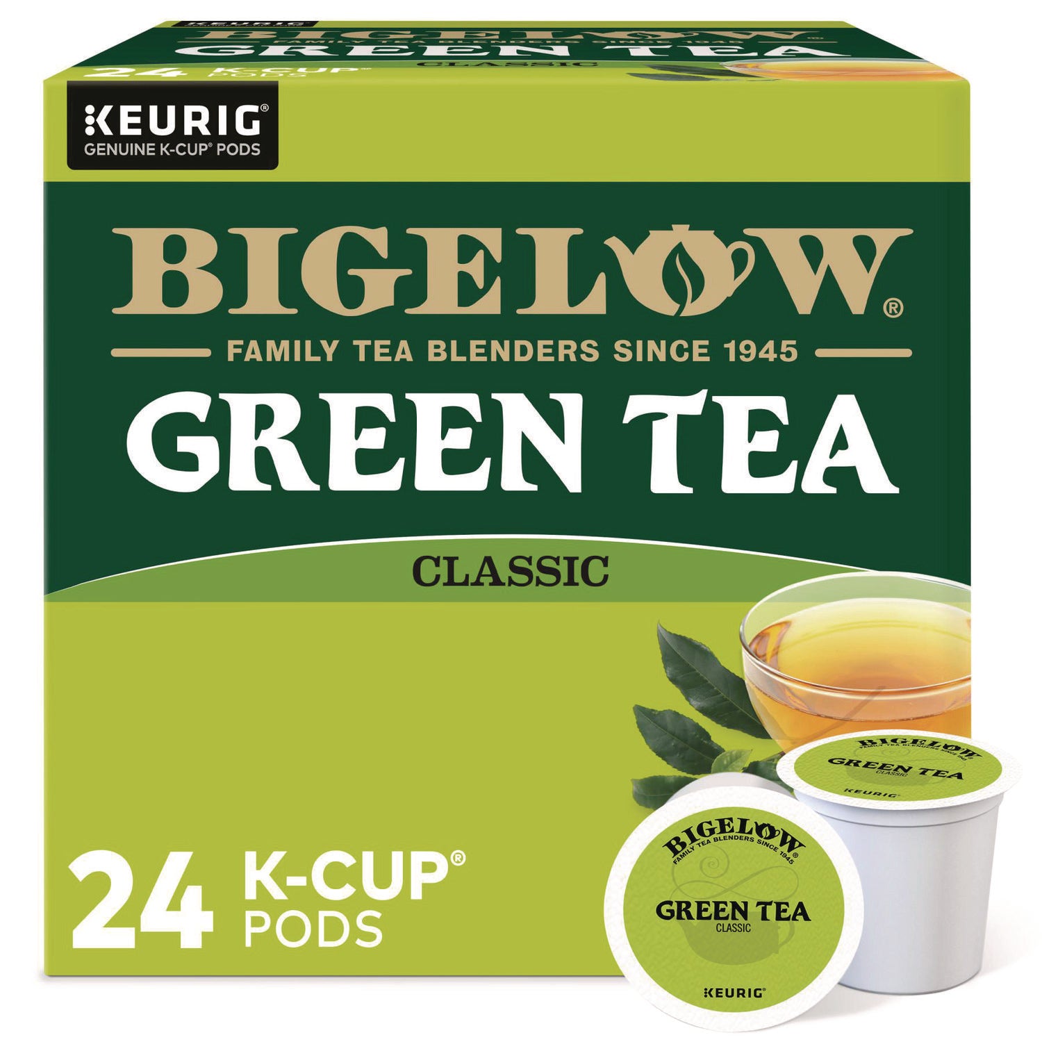 Bigelow Green Tea K-Cup Pack, 24/Box, 4 Box/Carton (6085CT)