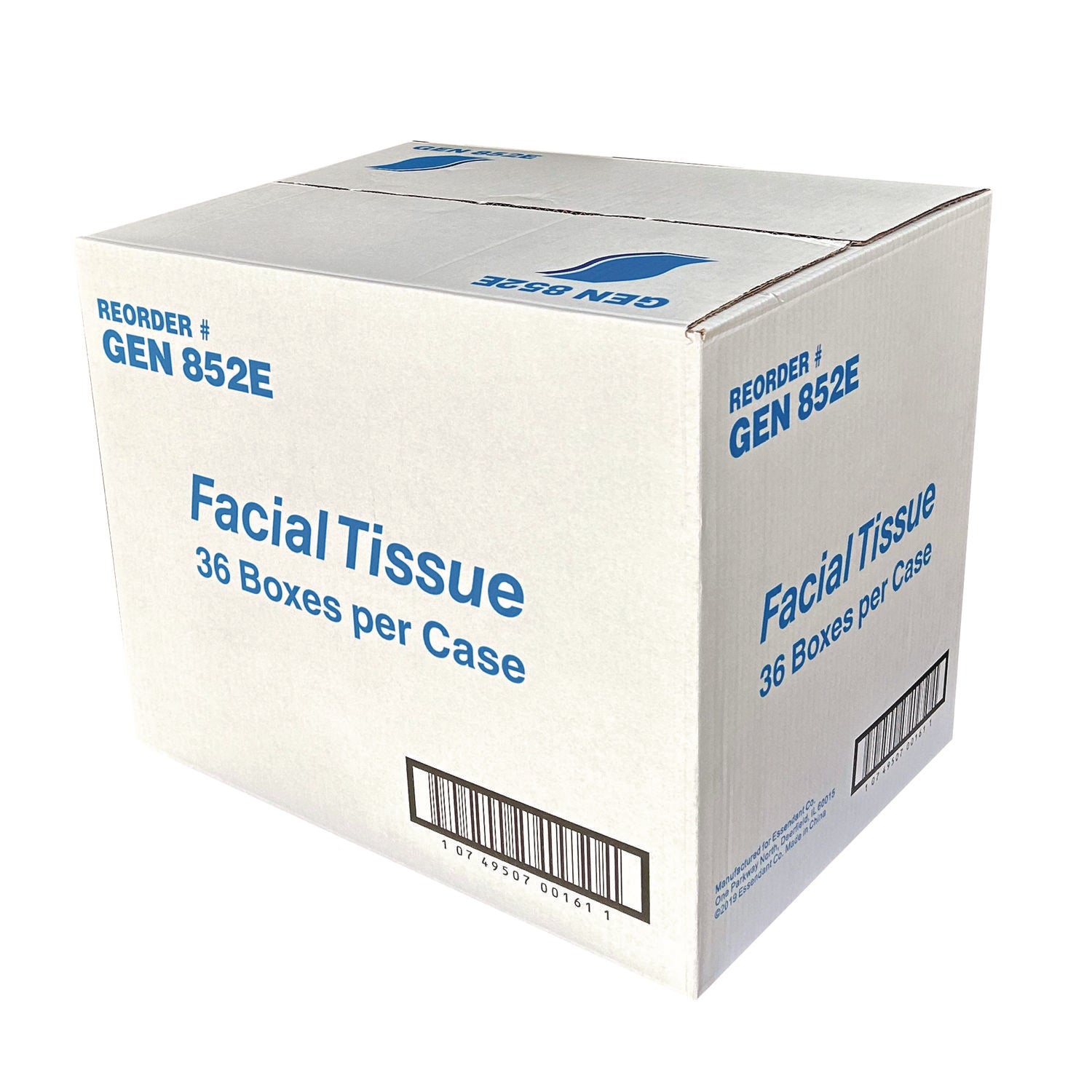 GEN Facial Tissue Cube Box, 2-Ply, White, 85 Sheets/Box, 36 Boxes/Carton (852E)
