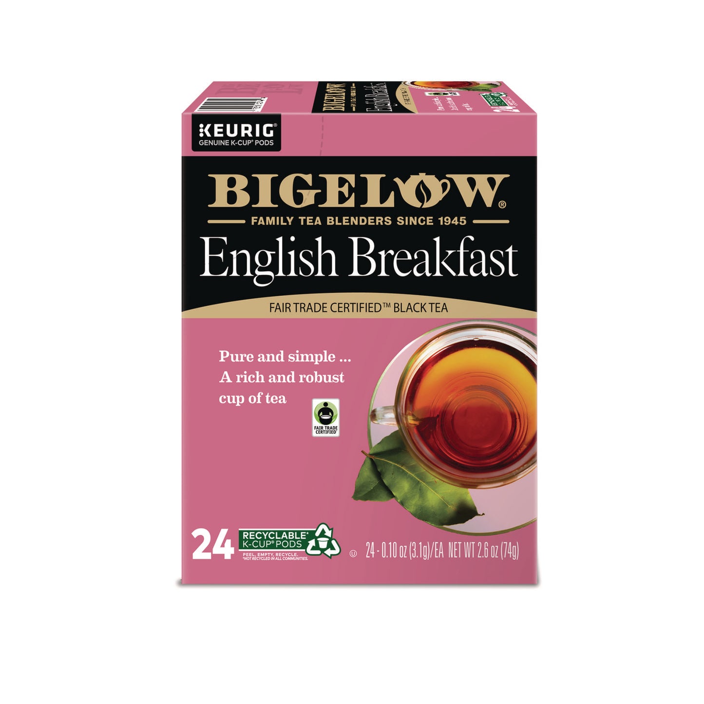 Bigelow English Breakfast Tea K-Cups, 24/Box, 4 Box/Carton (6080CT)