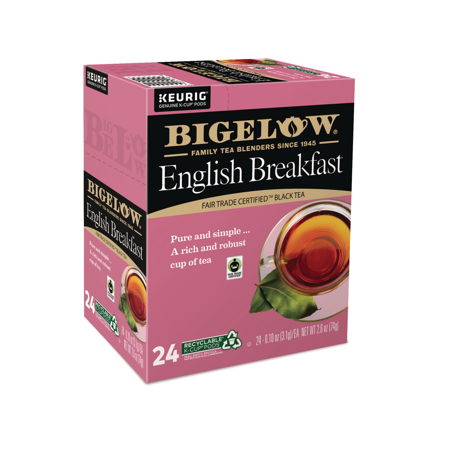 Bigelow English Breakfast Tea K-Cups, 24/Box, 4 Box/Carton (6080CT)