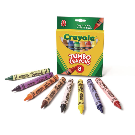 Crayola Jumbo Crayons, Assorted Colors, 8/Box (520389)