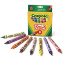 Crayola Jumbo Crayons, Assorted Colors, 8/Box (520389)