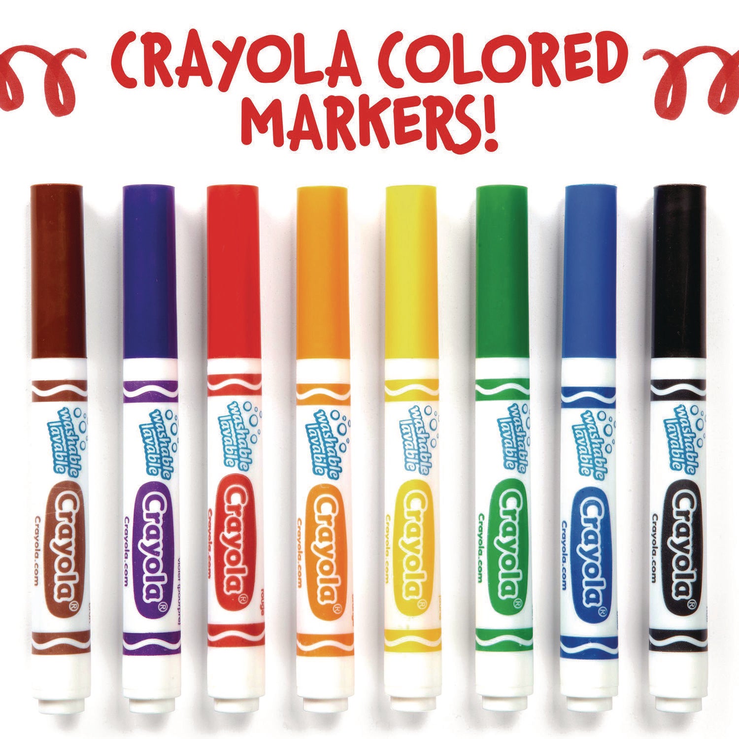 Crayola Broad Line Washable Markers, Broad Bullet Tip, Red, 12/Box (587800038)