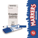 Crayola Broad Line Washable Markers, Broad Bullet Tip, Blue, 12/Box (587800042)