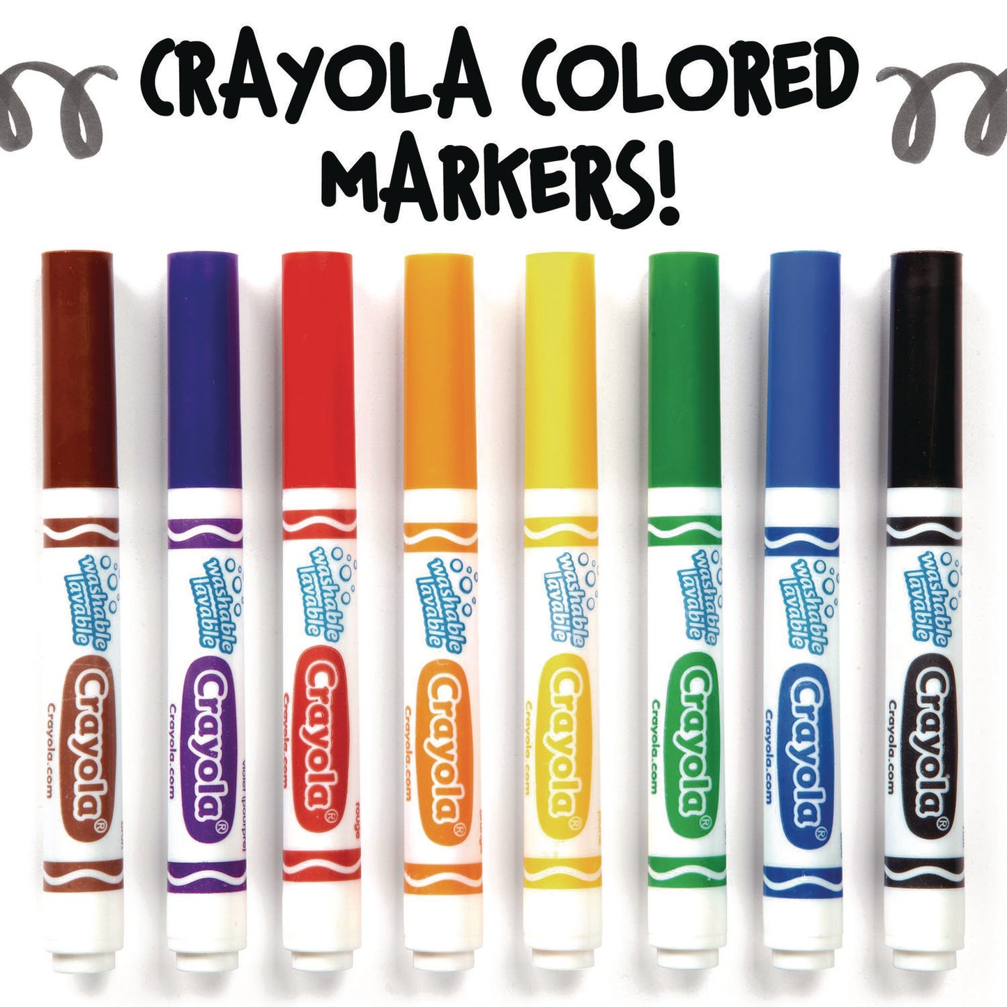 Crayola Broad Line Washable Markers, Broad Bullet Tip, Black, 12/Box (587800051)