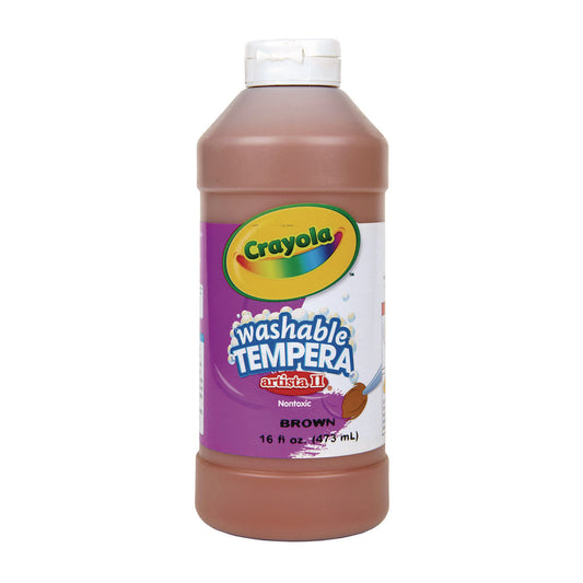 Crayola Artista II Washable Tempera Paint, Brown, 16 oz Bottle (543115007)