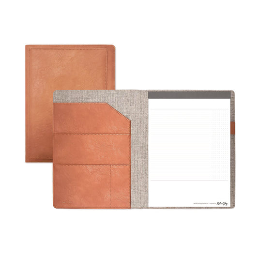 Blue Sky ASMBLD Professional Faux Leather Padfolio, 8.5 x 11 Pad, 9.45 x 12.13, Snap Closure, Tan (150537)