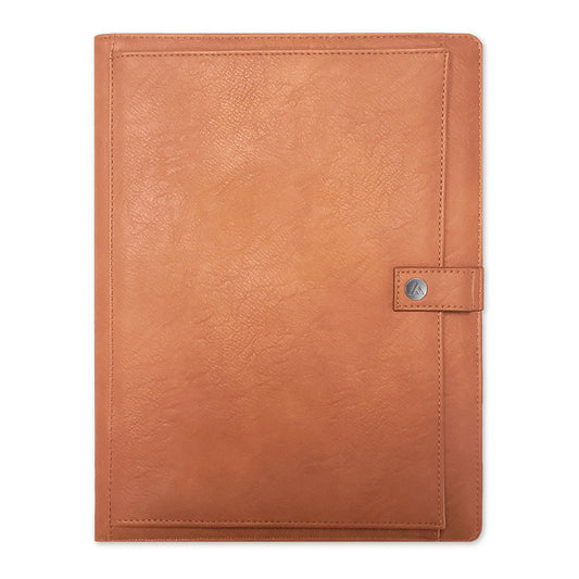 Blue Sky ASMBLD Professional Faux Leather Padfolio, 8.5 x 11 Pad, 9.45 x 12.13, Snap Closure, Tan (150537)