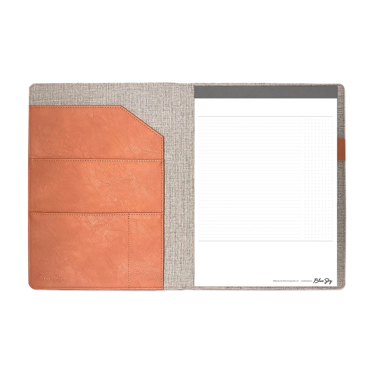 Blue Sky ASMBLD Professional Faux Leather Padfolio, 8.5 x 11 Pad, 9.45 x 12.13, Snap Closure, Tan (150537)