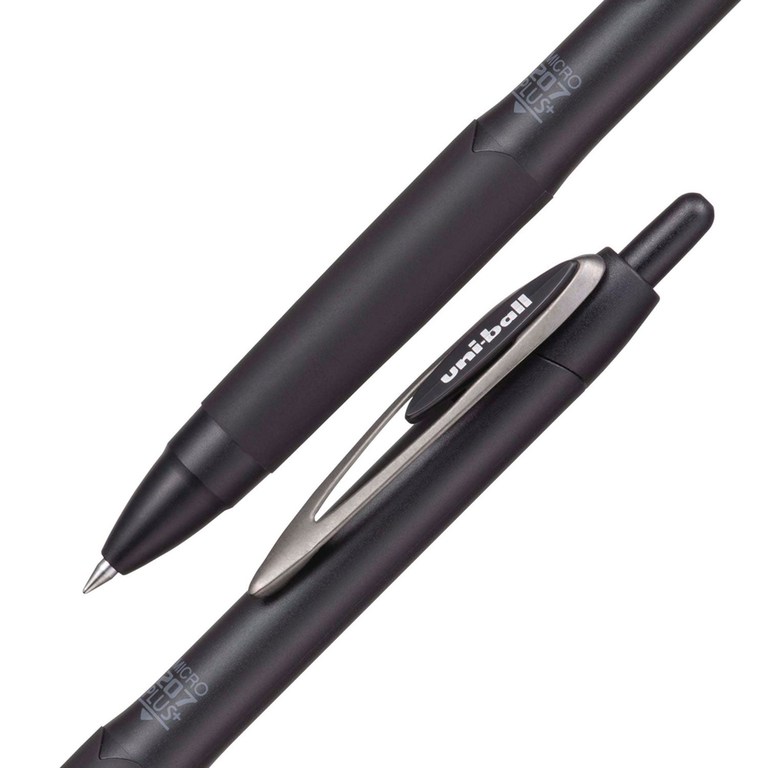 uni-ball 207 Plus+ Gel Pen, Retractable, Micro 0.5 mm, Black Ink, Black Barrel, Dozen (70606)