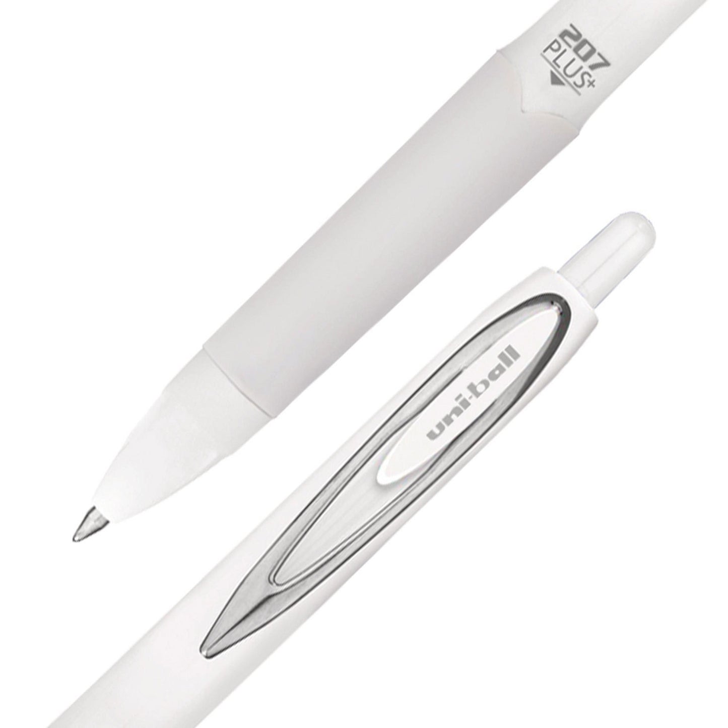 uni-ball 207 Plus+ Gel Pen, Retractable, Medium 0.7 mm, Black Ink, White Barrel, 4/Pack (70652)