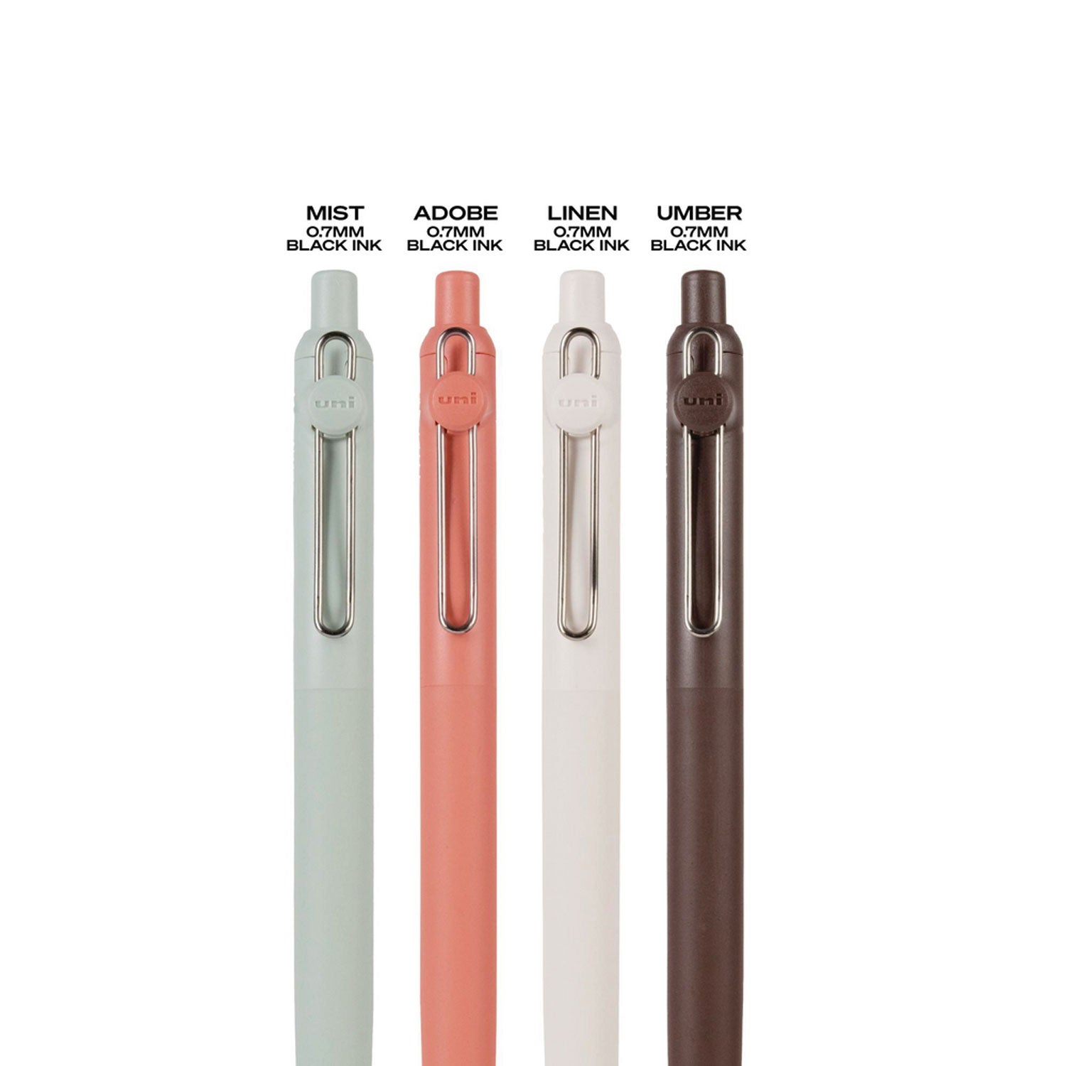 uni-ball Zento Gel Pen, Retractable, Medium 0.7 mm, Black Ink, Adobe/Linen/Mist/Umber Barrel Colors, Dozen (70660)