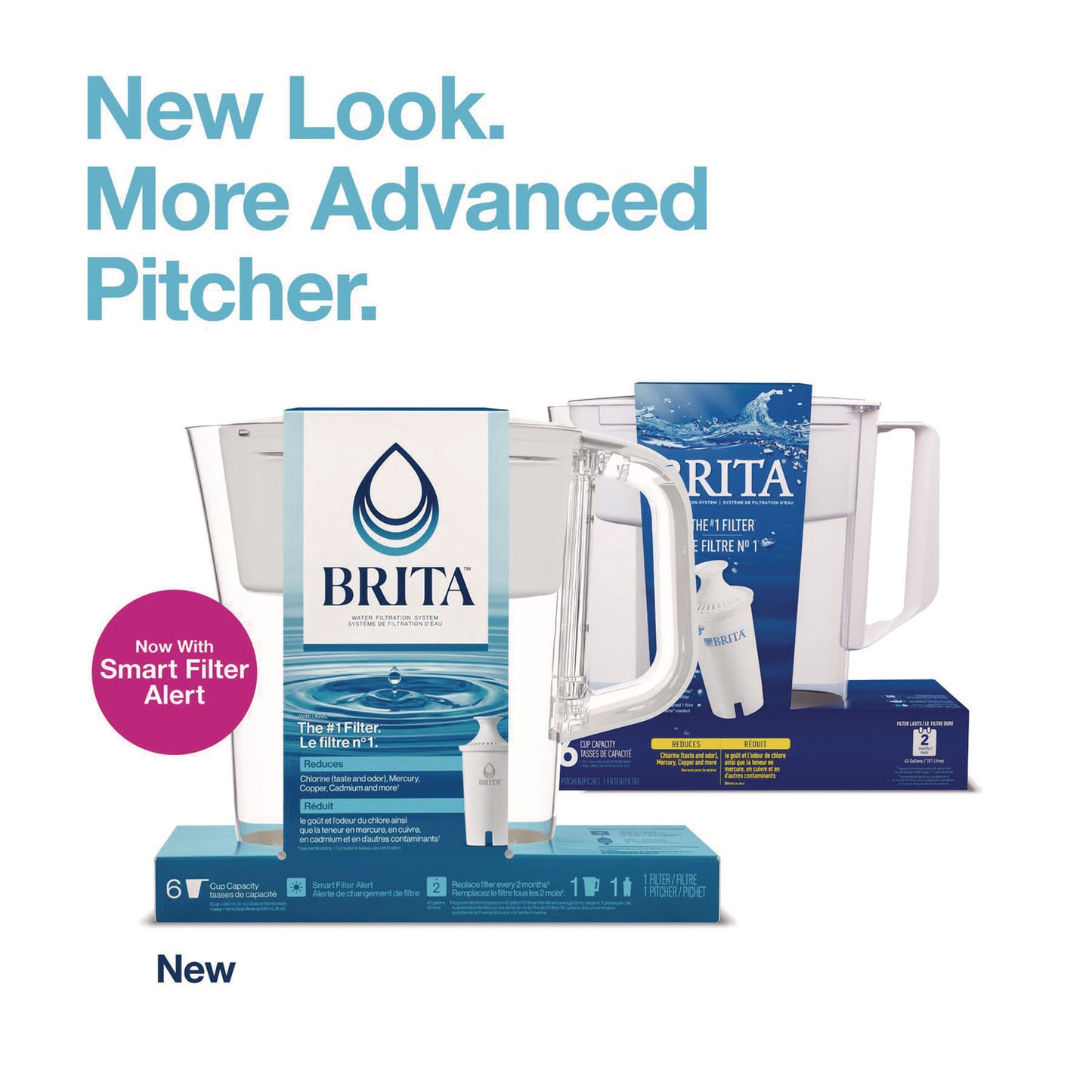 Brita Small 6-Cup Water Filter Pitcher with 1 Standard Filter, Clear, 2/Carton (36089)