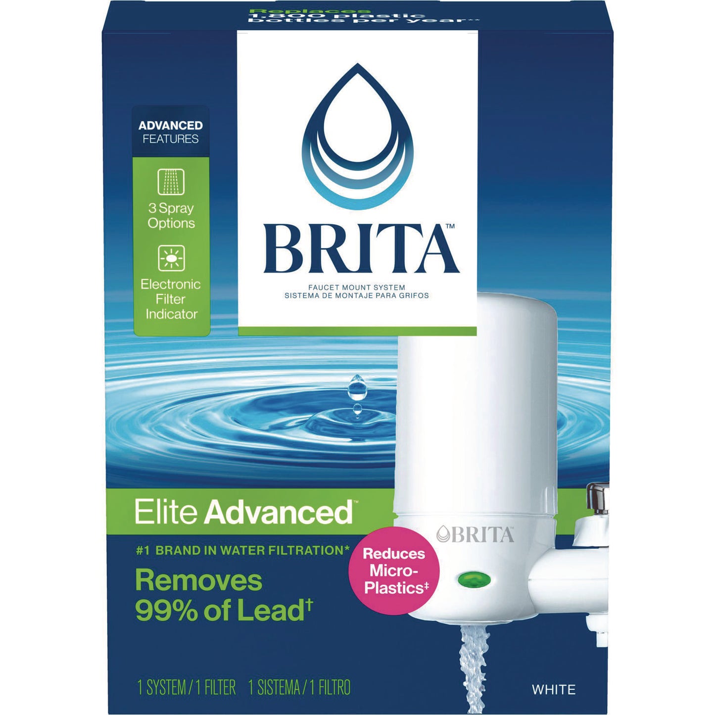 Brita Water Faucet Mount Filtration System, White, 4/Carton (42201CT)