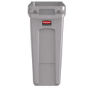 Rubbermaid Commercial Slim Jim Waste Container with Handles, 16 gal, Plastic, Light Gray (1971258)