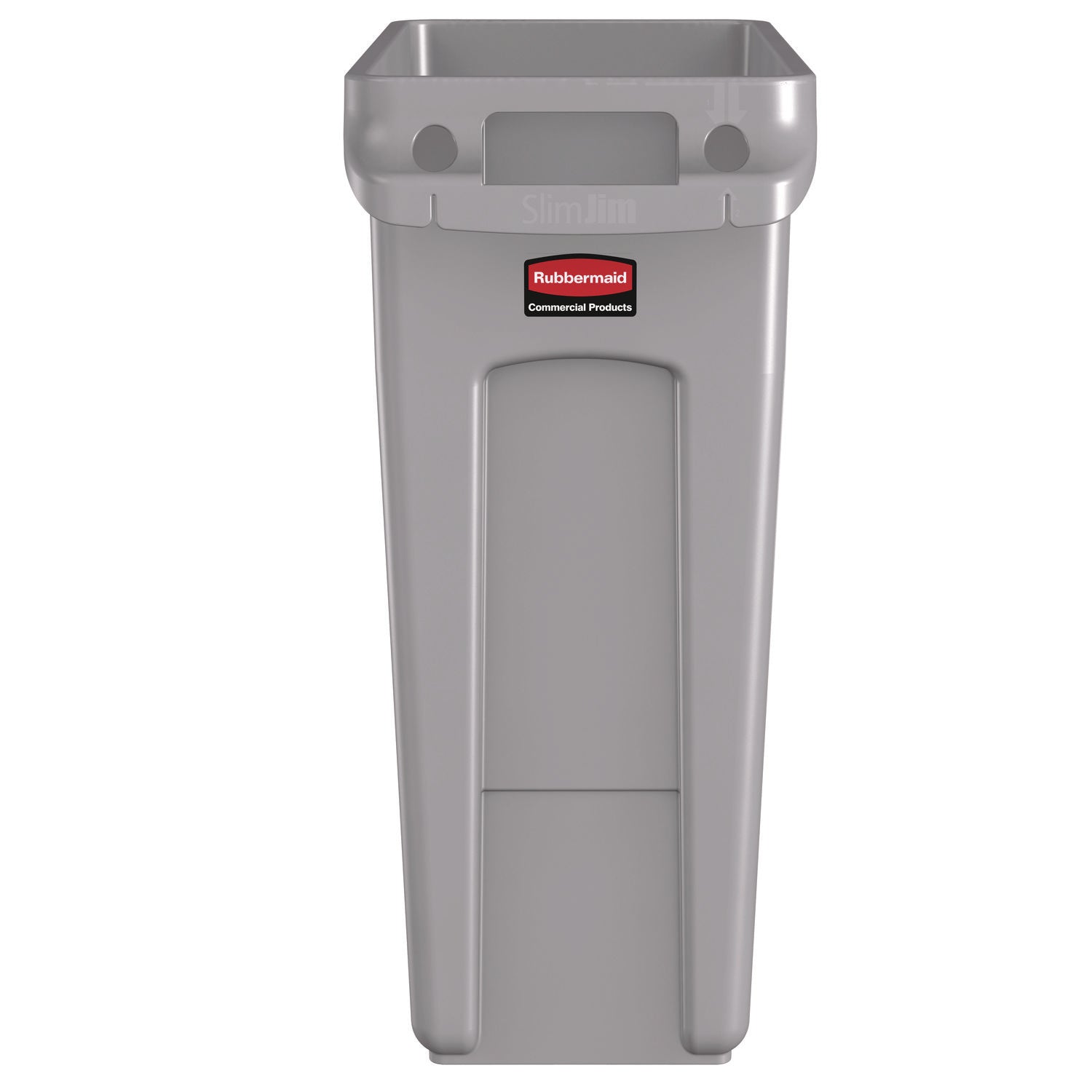 Rubbermaid Commercial Slim Jim Waste Container with Handles, 16 gal, Plastic, Light Gray (1971258)