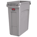 Rubbermaid Commercial Slim Jim Waste Container with Handles, 16 gal, Plastic, Light Gray (1971258)