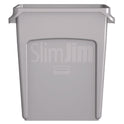 Rubbermaid Commercial Slim Jim Waste Container with Handles, 16 gal, Plastic, Light Gray (1971258)