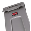 Rubbermaid Commercial Slim Jim Waste Container with Handles, 16 gal, Plastic, Light Gray (1971258)