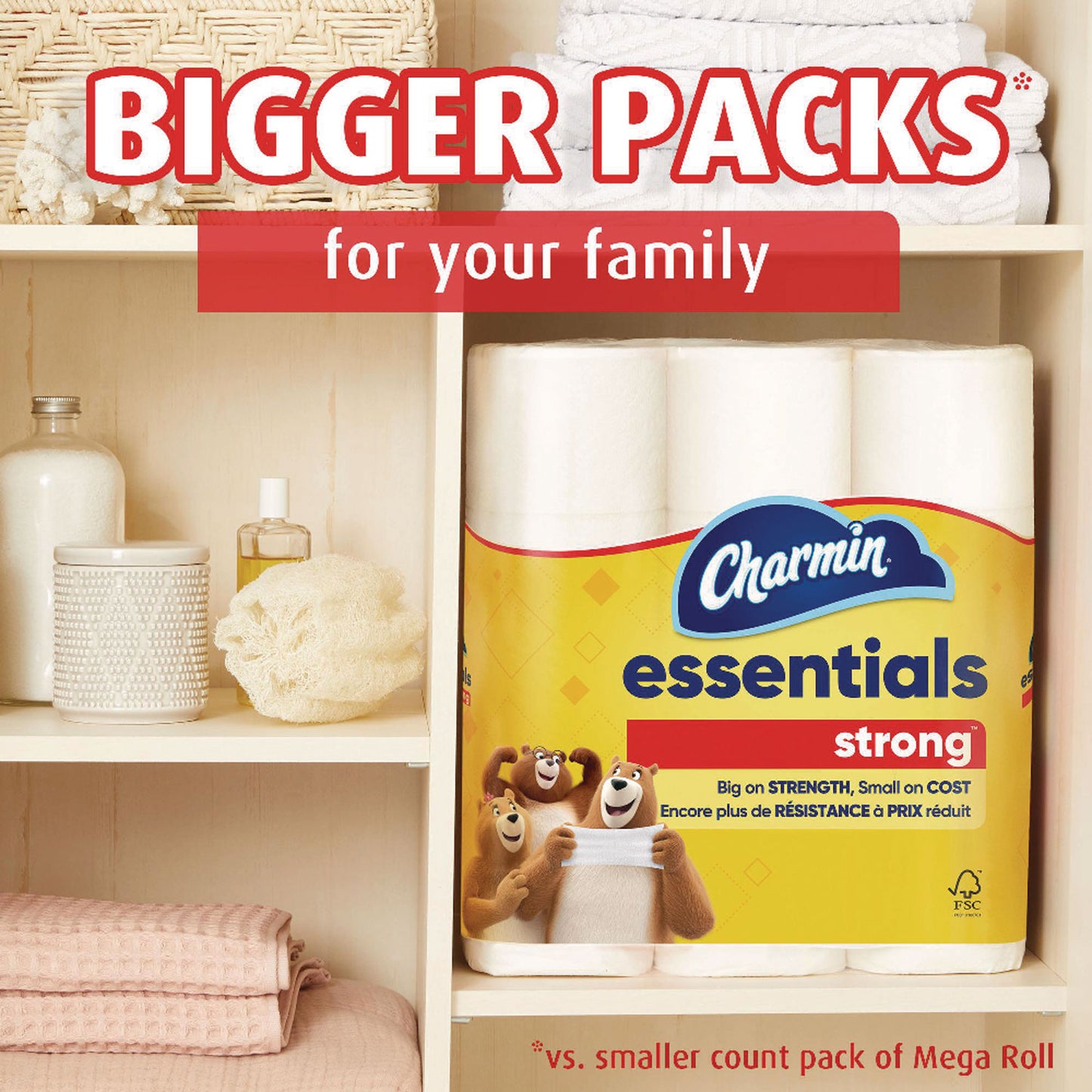 Charmin Essentials Strong Bathroom Tissue, Septic Safe, 1-Ply, White, 429/Roll, 36 Rolls/Carton (05044)