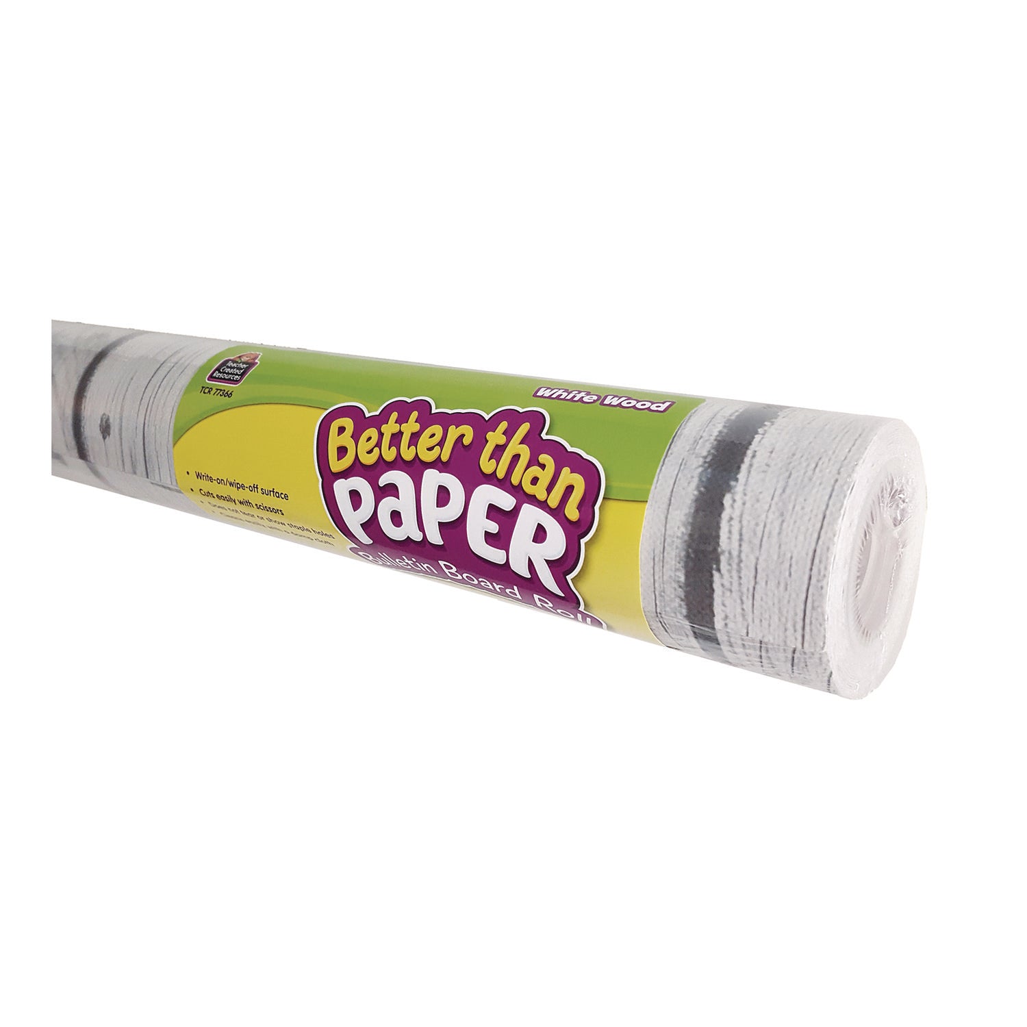 Teacher Created Resources Better Than Paper Bulletin Board Roll, 4 ft x 12 ft, White Wood (77366)