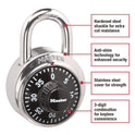 Master Lock Combination Lock, Stainless Steel, 1.87" Wide, Silver/Black, 2/Pack (1500T)