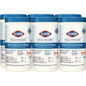 Clorox Healthcare Bleach Germicidal Wipes, 1-Ply, 6 x 5, Unscented, White, 150/Canister, 6 Canisters/Carton (30577CT)