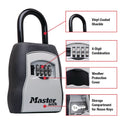 Master Lock Locking Combination 5 Key Steel Box, 3.25" Wide, Black/Silver (5400D)