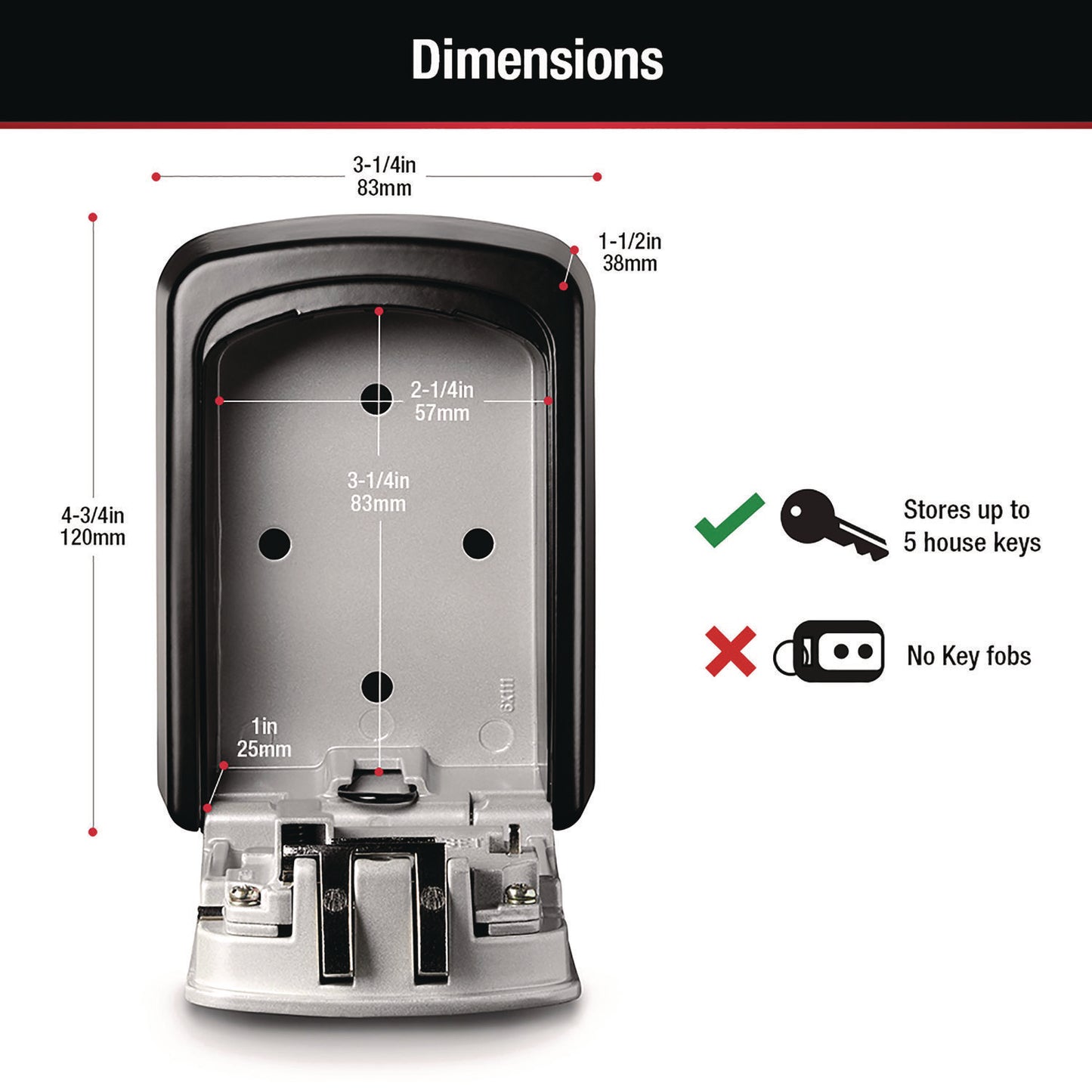 Master Lock Locking Combination 5 Key Steel Box, 3.25" Wide, Black/Silver (5401D)