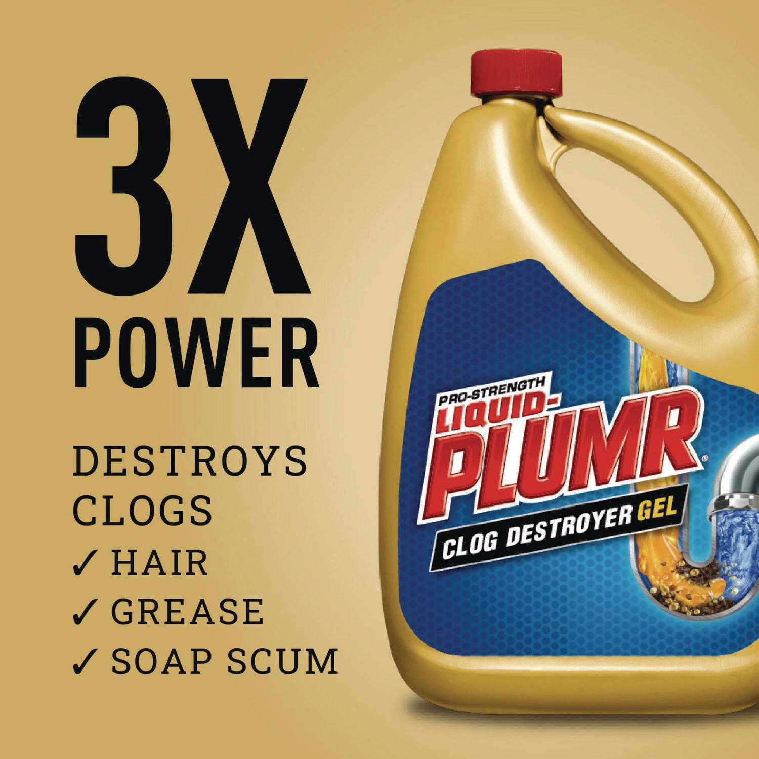 Liquid Plumr Pro-Strength Full Clog Destroyer Plus PipeGuard, Gel, 80 oz (00228EA)