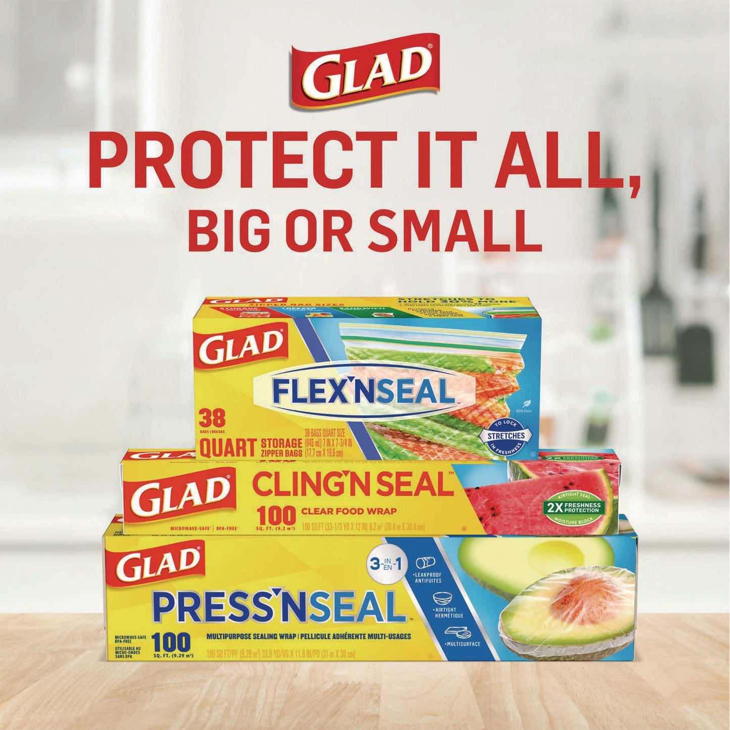 Glad Cling'N Seal Plastic Food Wrap, 200 Square Foot Roll, Clear, 12 Rolls/Carton (00020CT)