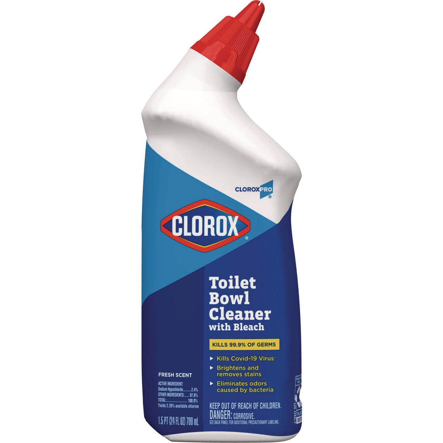 Clorox Toilet Bowl Cleaner with Bleach, Fresh Scent, 24 oz Bottle (00031EA)