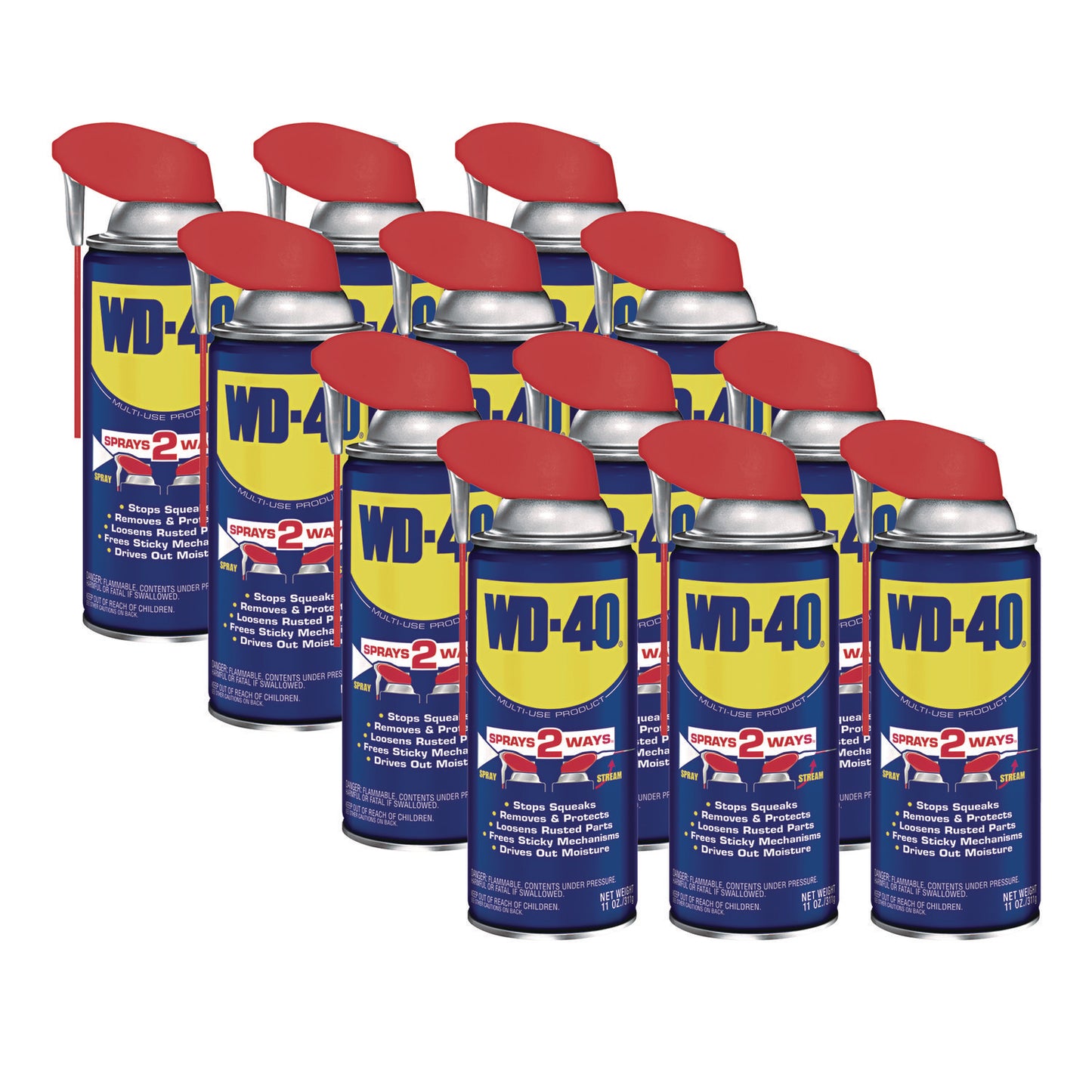 WD-40 Smart Straw Spray Lubricant, 11 oz Aerosol Can, 12/Carton (490040)