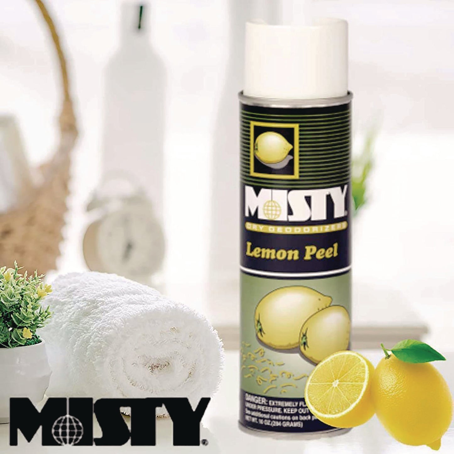 Misty Handheld Air Deodorizer, Lemon Peel, 10 oz Aerosol Spray, 12/Carton (1001842)