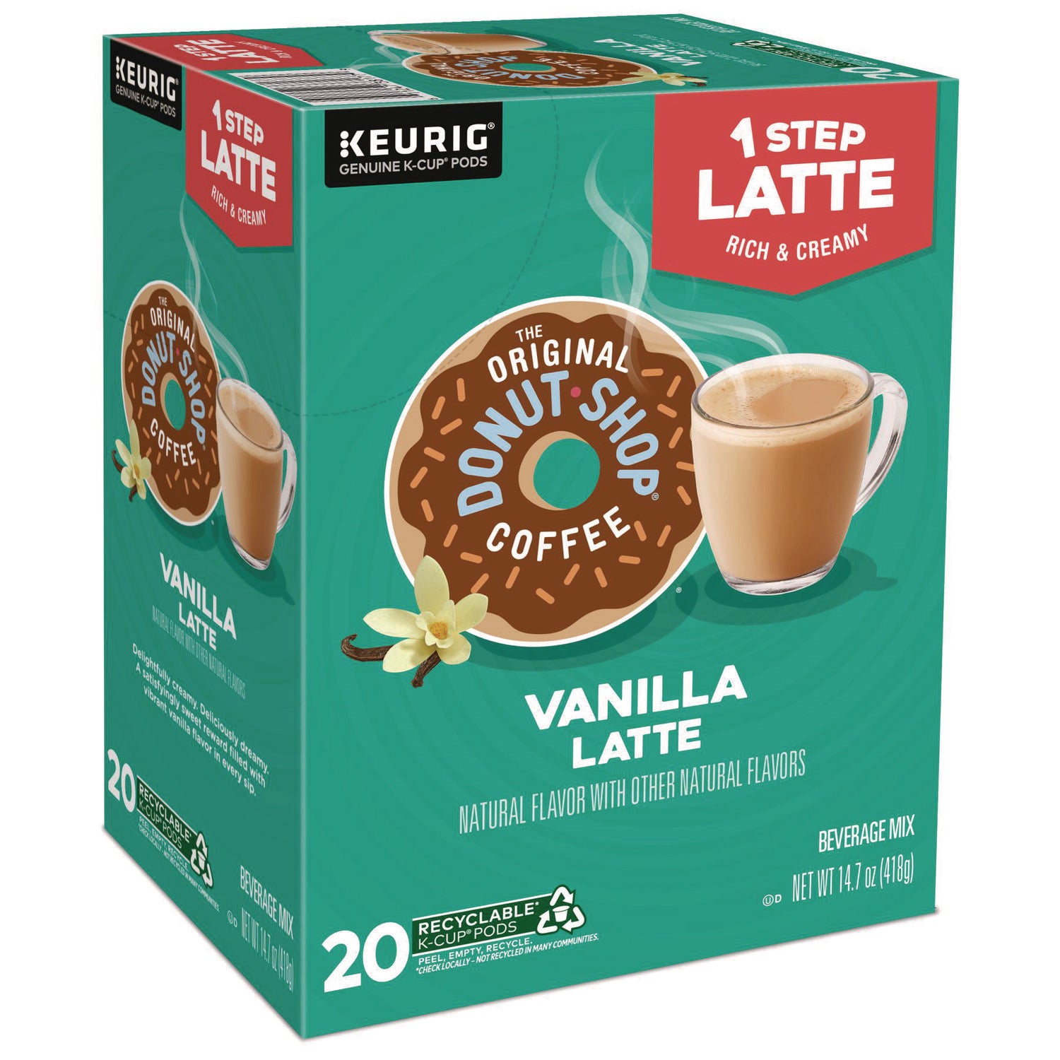 The Original Donut Shop Vanilla One Step Latte K-Cup, 20/Box (8177)