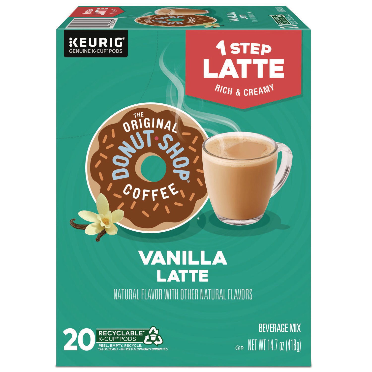 The Original Donut Shop Vanilla One Step Latte K-Cup, 20/Box (8177)