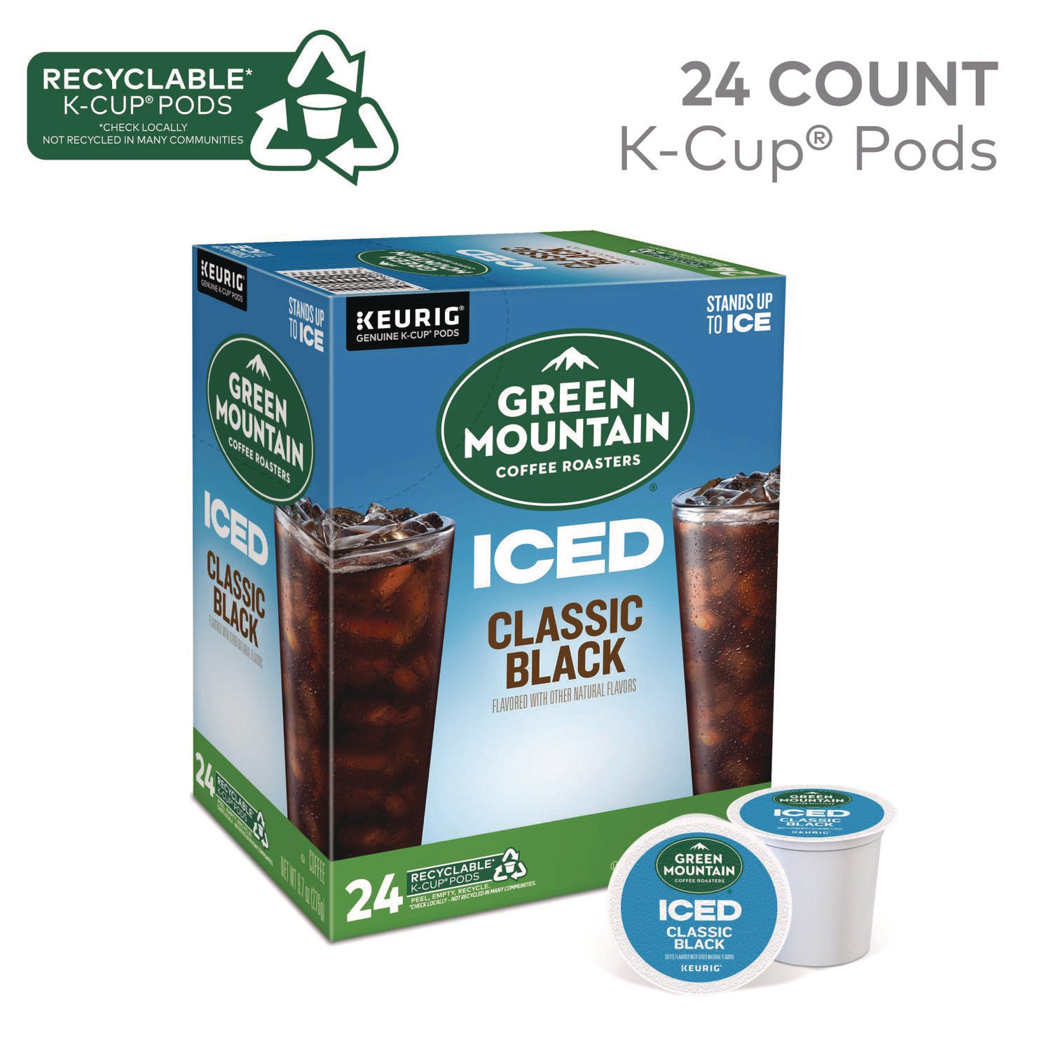 Keurig Classic Black Brew Over Ice Coffee K-Cups, 24/Box (9027)