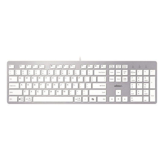 Adesso AKB-730UW Keyboard, Silver/White