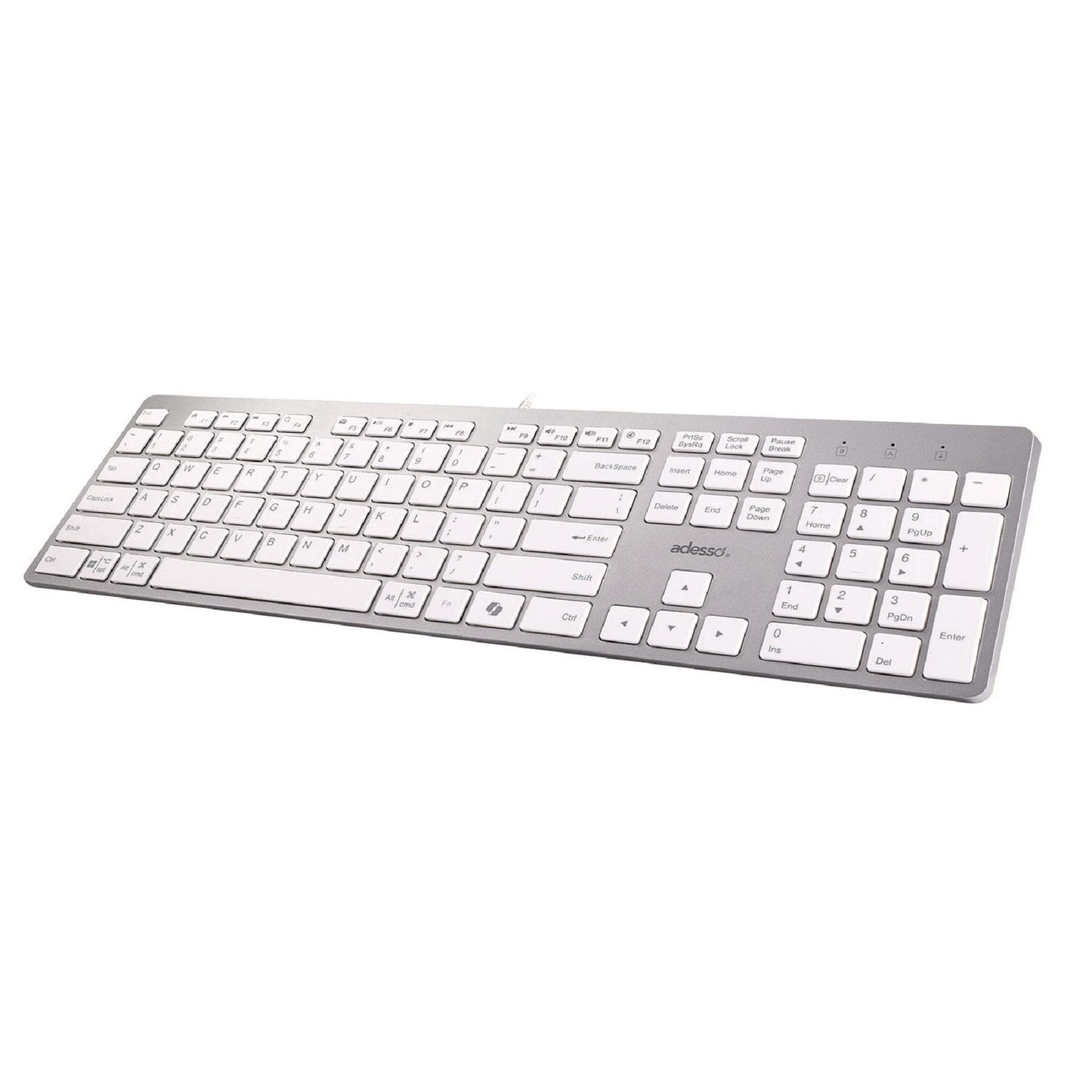 Adesso AKB-730UW Keyboard, Silver/White