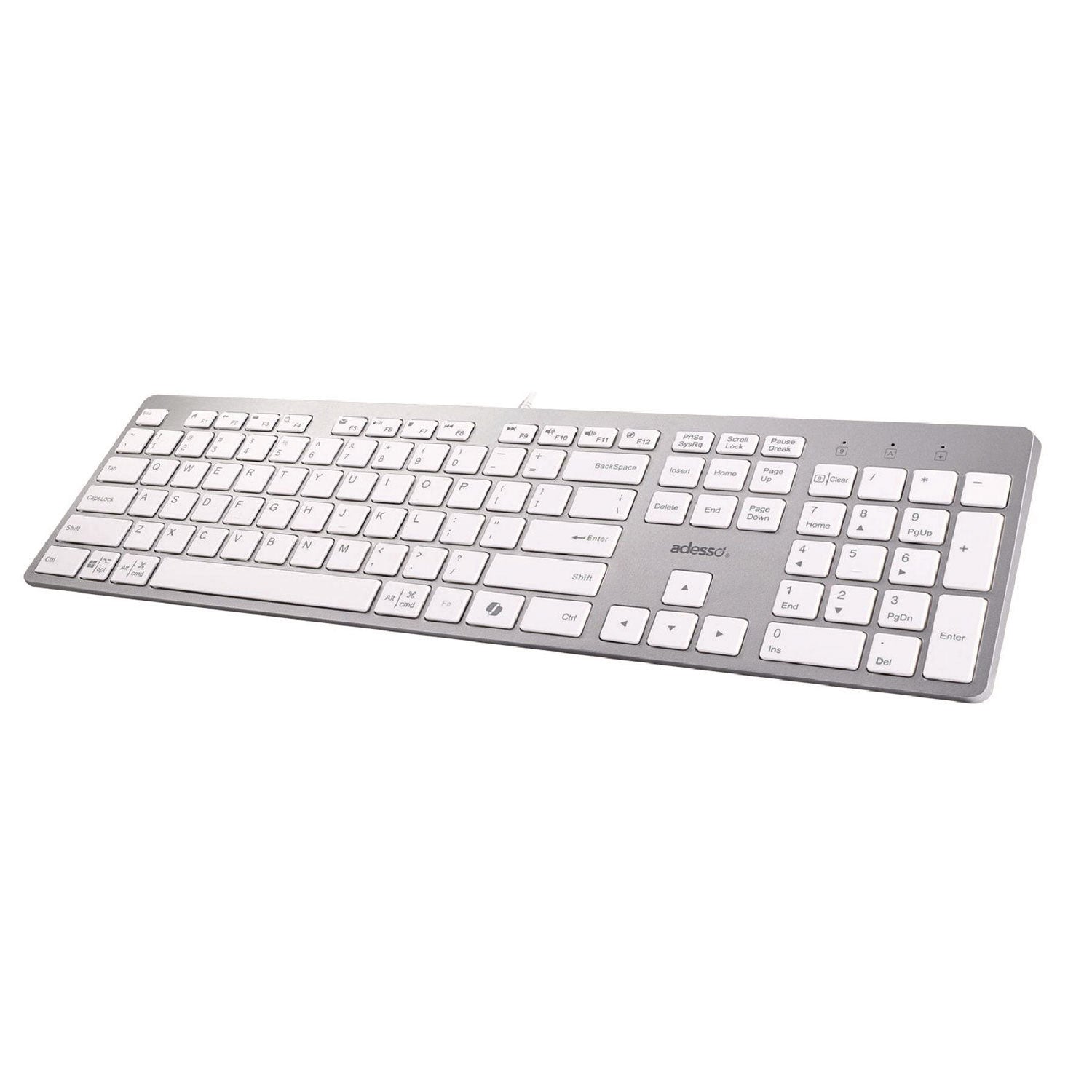 Adesso AKB-730UW Keyboard, Silver/White