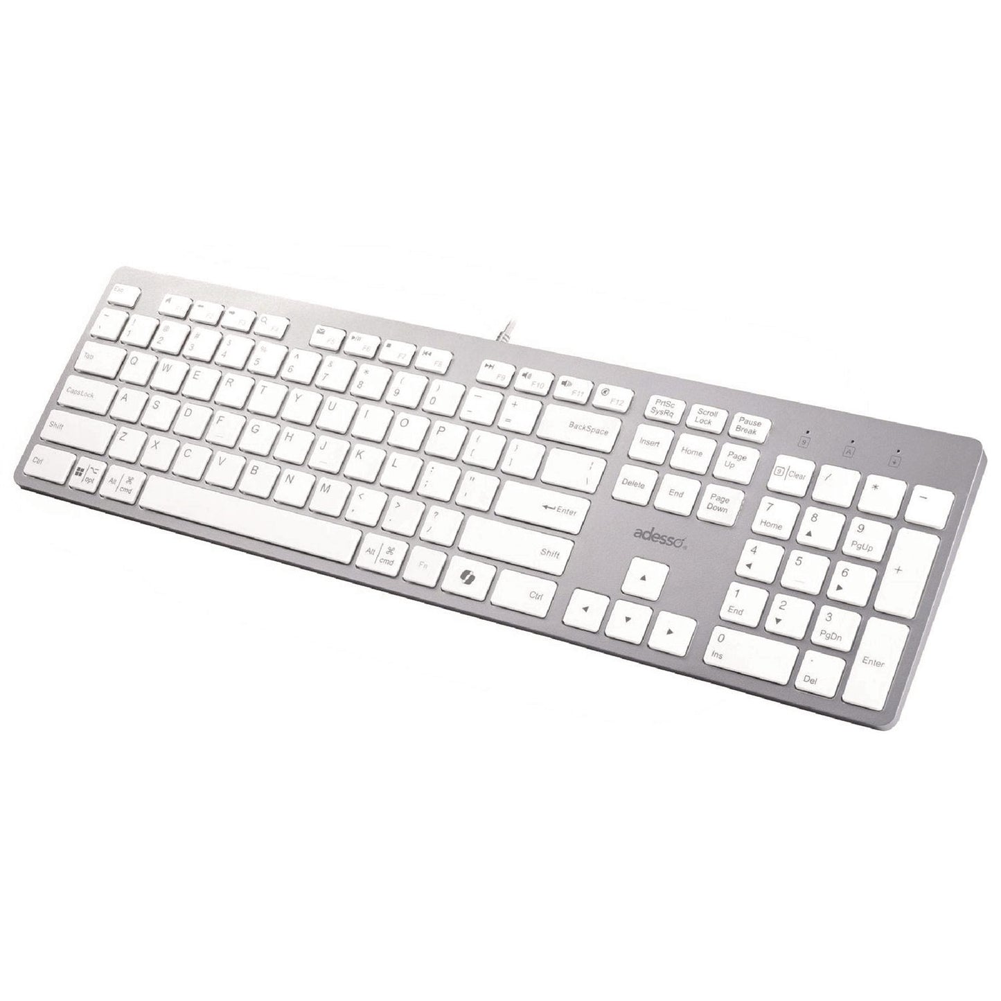 Adesso AKB-730UW Keyboard, Silver/White