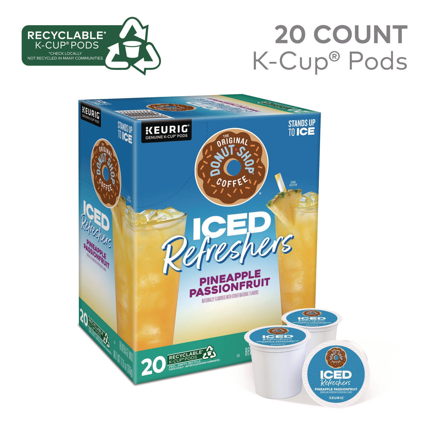 The Original Donut Shop ICED Refreshers K-Cup Pods, Passion Fruit, 20/Box (0236)