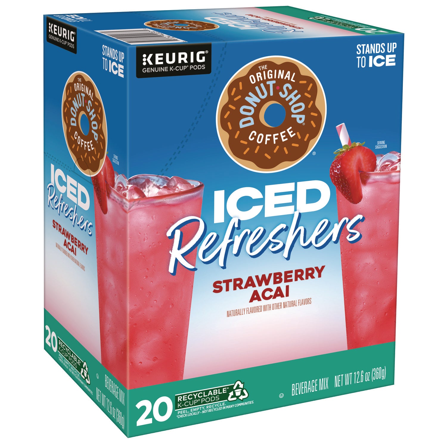 The Original Donut Shop ICED Refreshers K-Cup Pods, Strawberry, 20/Box (0237)